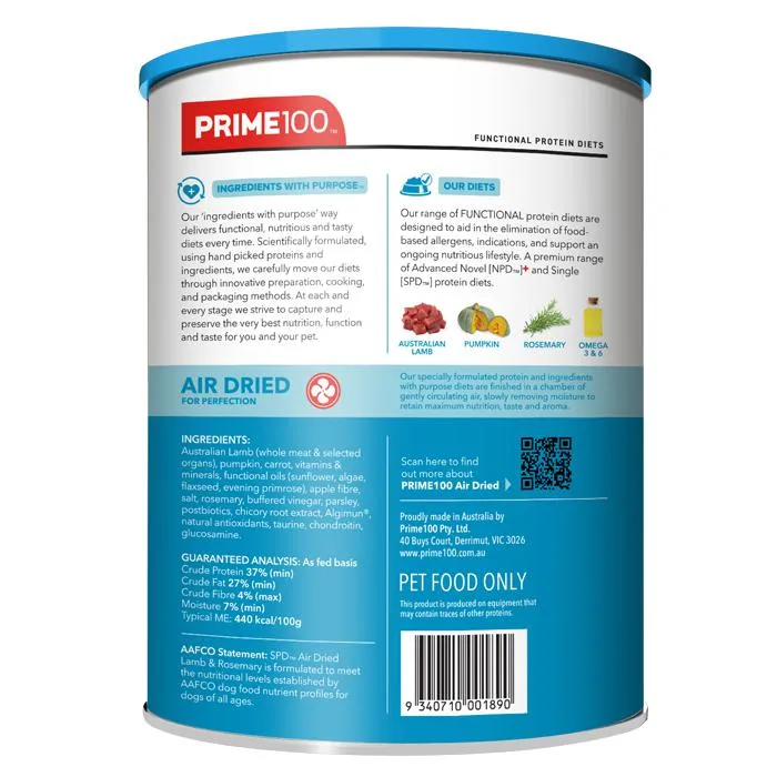Prime 100 SPD Air Lamb and Rosemary Dog Food 600g