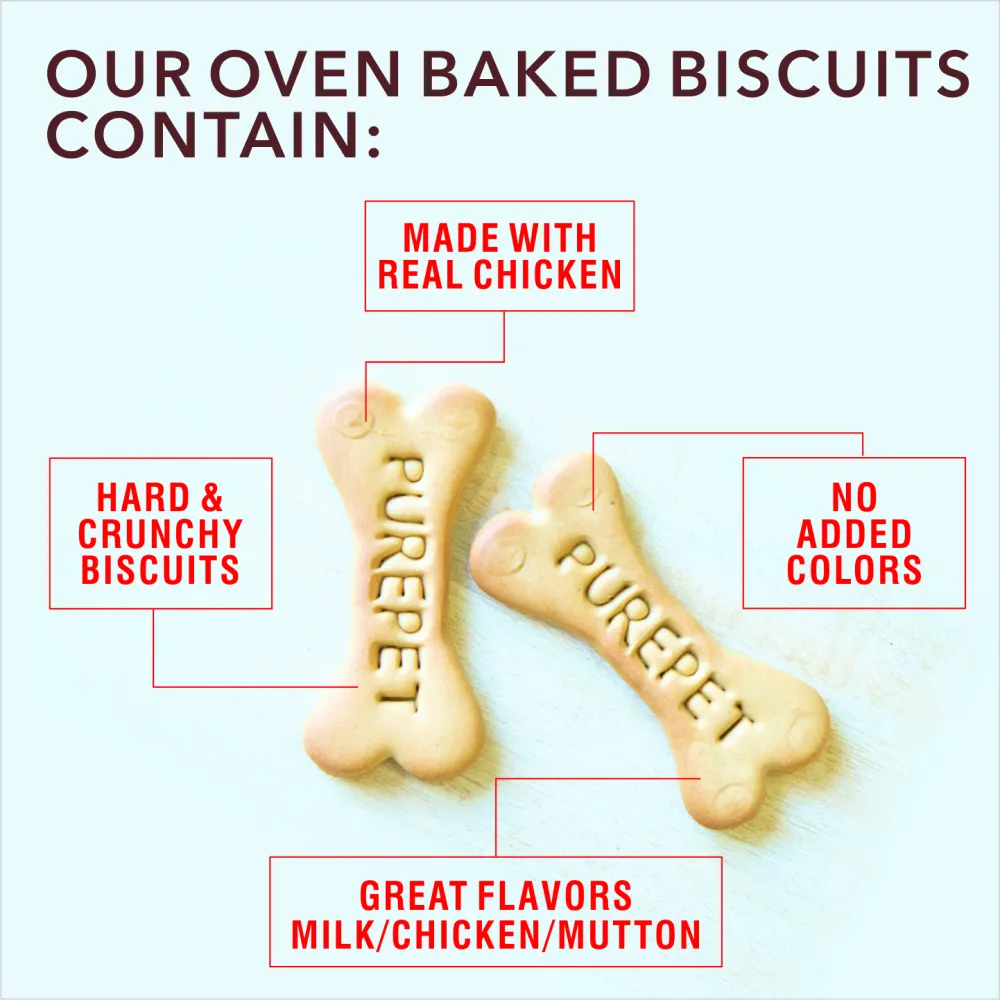 Purepet Milk Flavour Real Chicken Biscuit Dog Treats Pouch