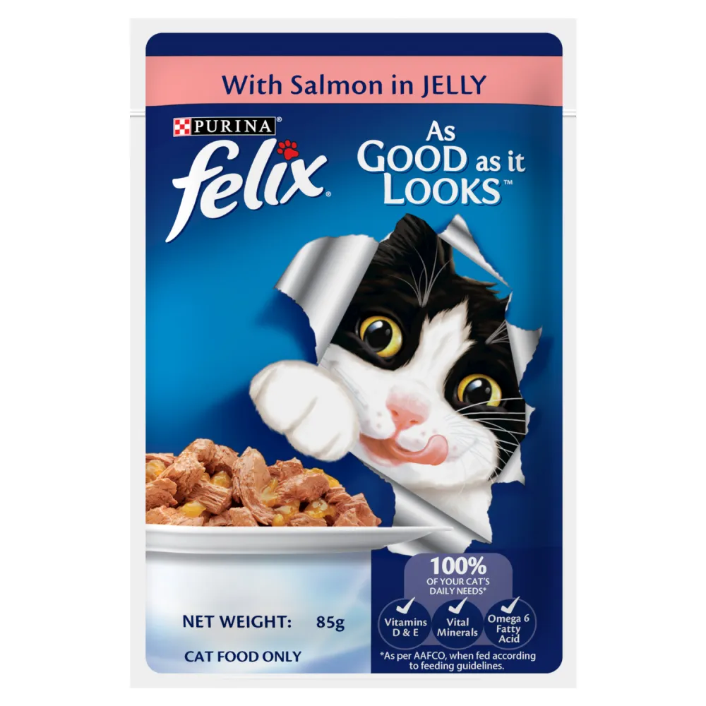Purina Felix Mackerel, Sardine and Salmon with Jelly Complete and Balanced Adult Cat Wet Food Combo