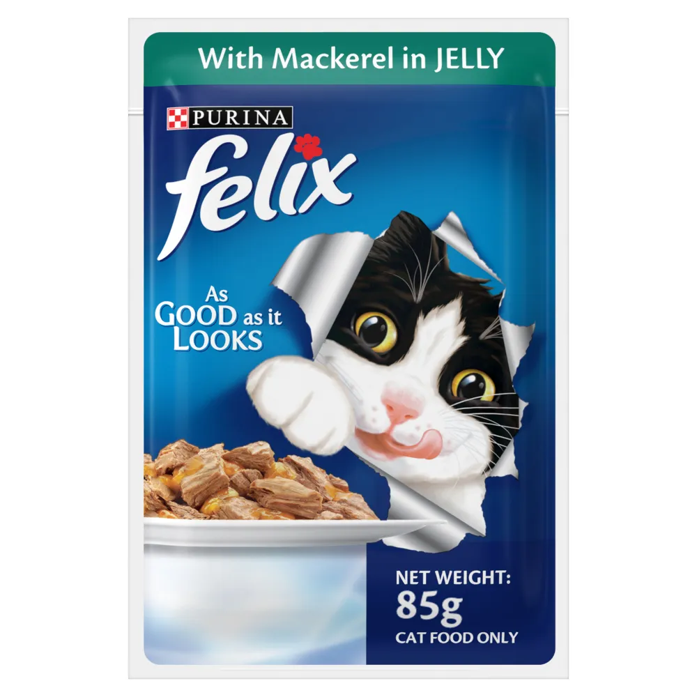 Purina Felix Mackerel with Jelly and Salmon with Jelly Adult Cat Wet Food Combo