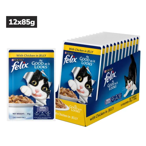 Purina Felix Sardine, Chicken and Salmon with Jelly Complete and Balanced Adult Cat Wet Food Combo