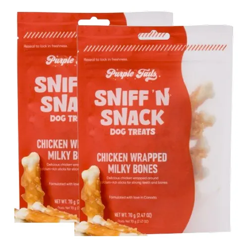 Purple Tails Sniff N Snack Chicken Wrapped Milky Bones Dog Treat