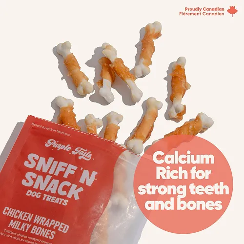 Purple Tails Sniff N Snack Chicken Wrapped Milky Bones Dog Treat