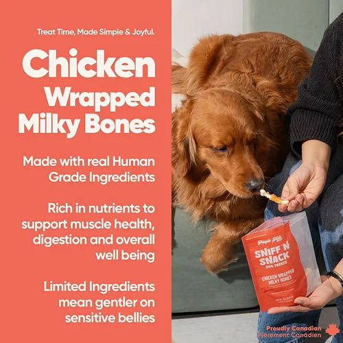 Purple Tails Sniff N Snack Chicken Wrapped Milky Bones Dog Treat