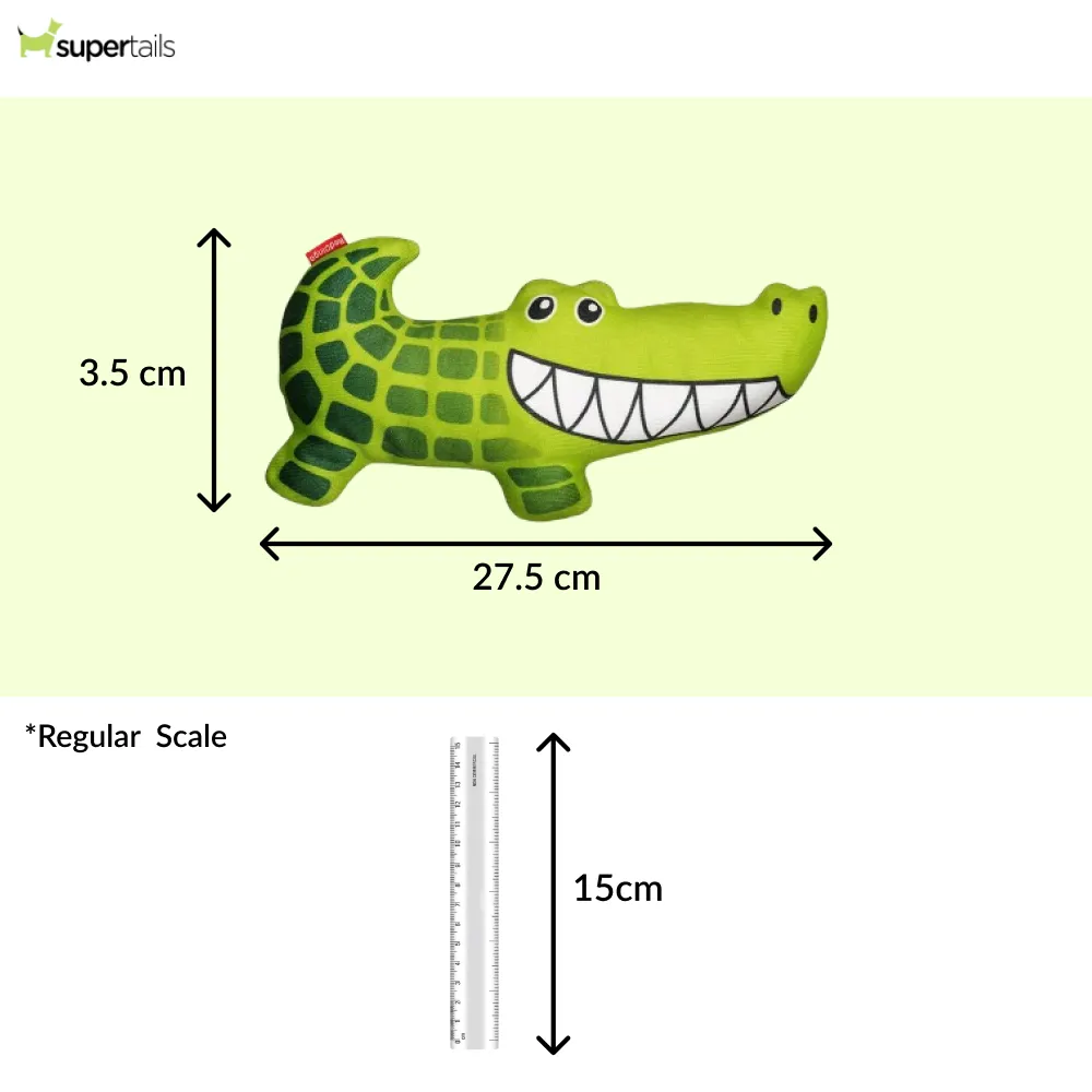 Red Dingo Durables Crocodile Fetch Toy For Dogs (Green)