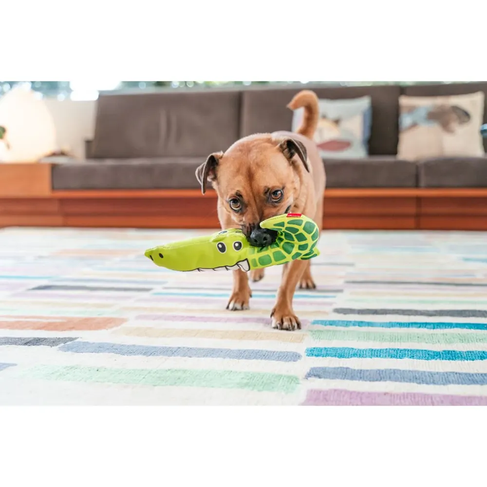 Red Dingo Durables Crocodile Fetch Toy For Dogs (Green)