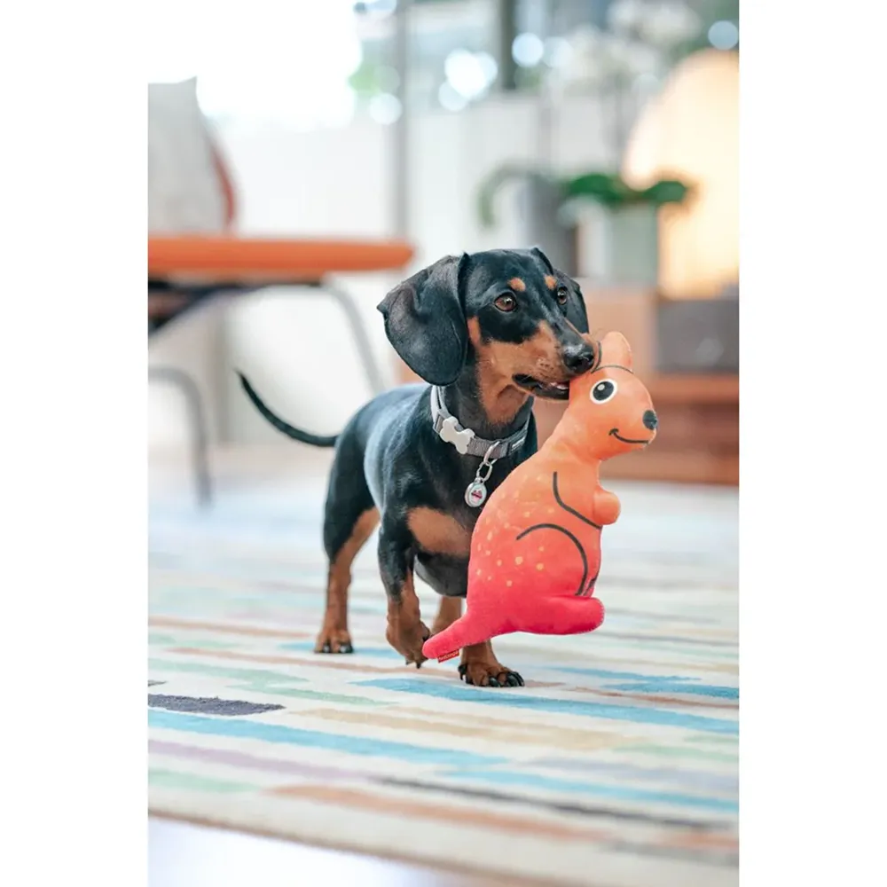 Red Dingo Durables Kangaroo Fetch Toy For Dogs (Orange)