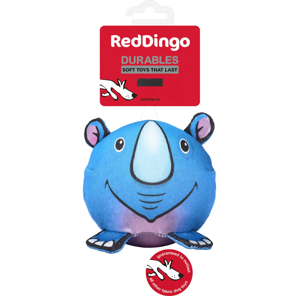 Red Dingo Durables Rhino Ball Toy For Dogs (Blue)