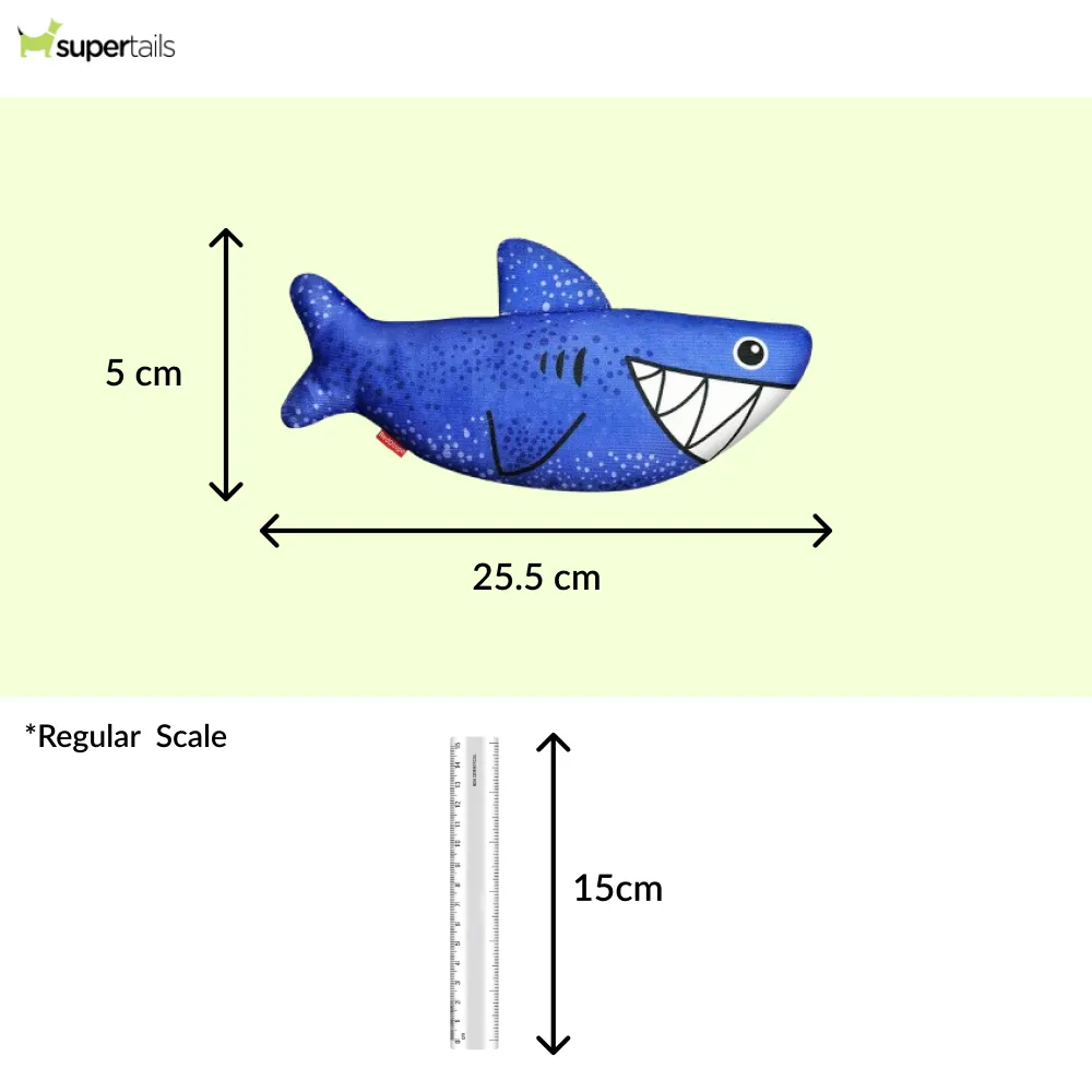 Red Dingo Durables Shark Fetch Toy For Dogs (Dark Blue)