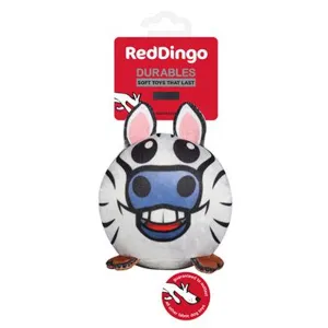 Red Dingo Durables Zebra Ball Toy For Dogs (White)