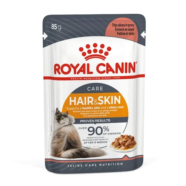 Royal Canin Cat Hair and Skin Care Gravy Adult Wet Food Pouches 85g x 12 ( _ )