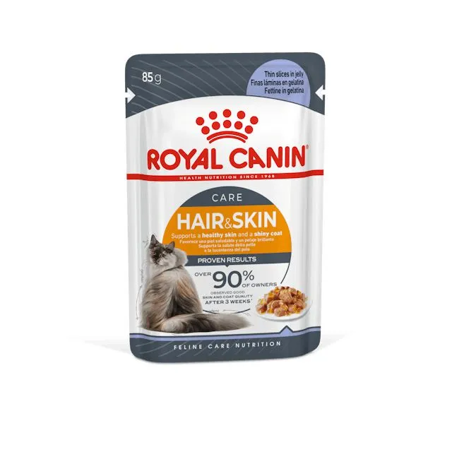Royal Canin Cat Hair and Skin Care Jelly Adult Wet Food Pouches 85g x 12 ( _ )