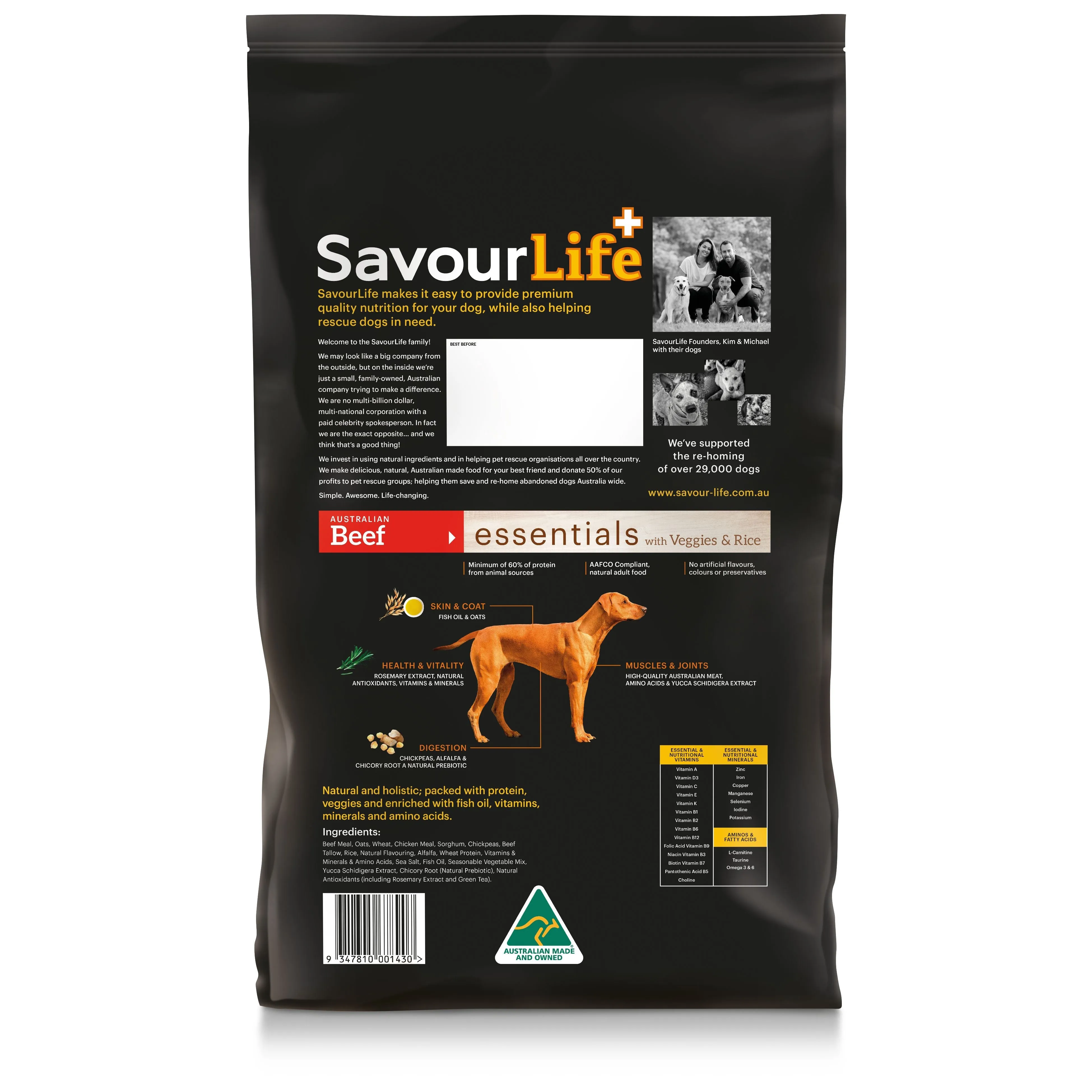 Savourlife Essentials Dry Dog Food Beef with Veggies & Brown Rice 15kg