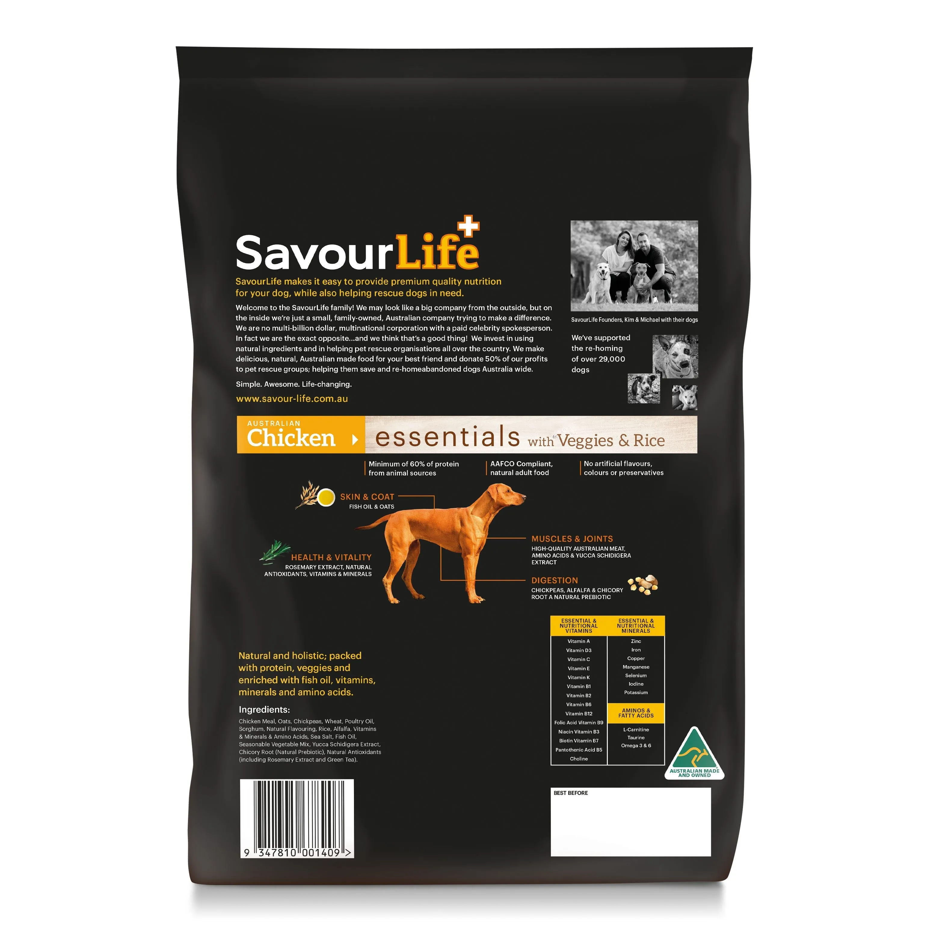 Savourlife Essentials Dry Dog Food Chicken with Veggies & Rice 3kg