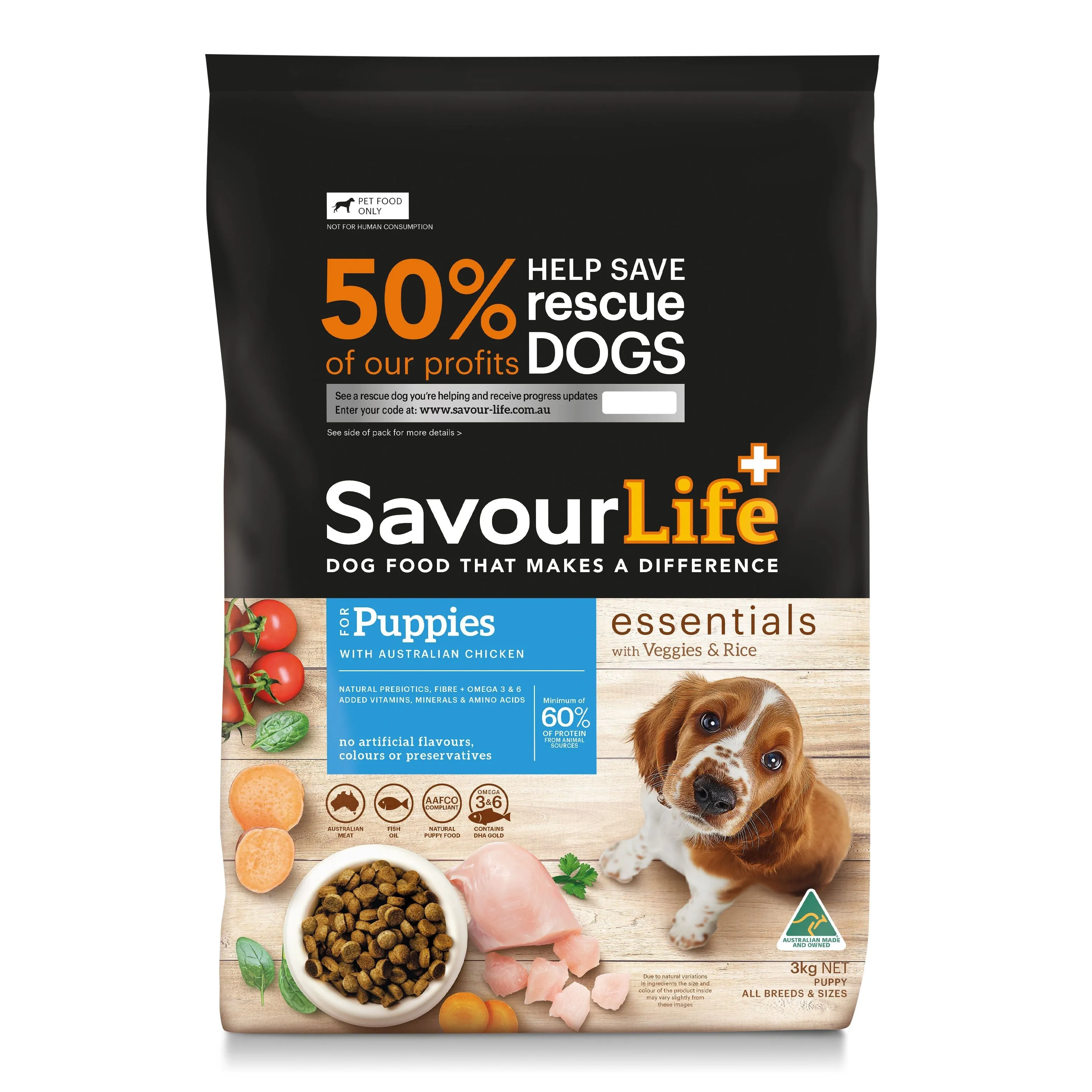 Savourlife Essentials Dry Puppy Food Chicken with Veggies & Rice 3kg