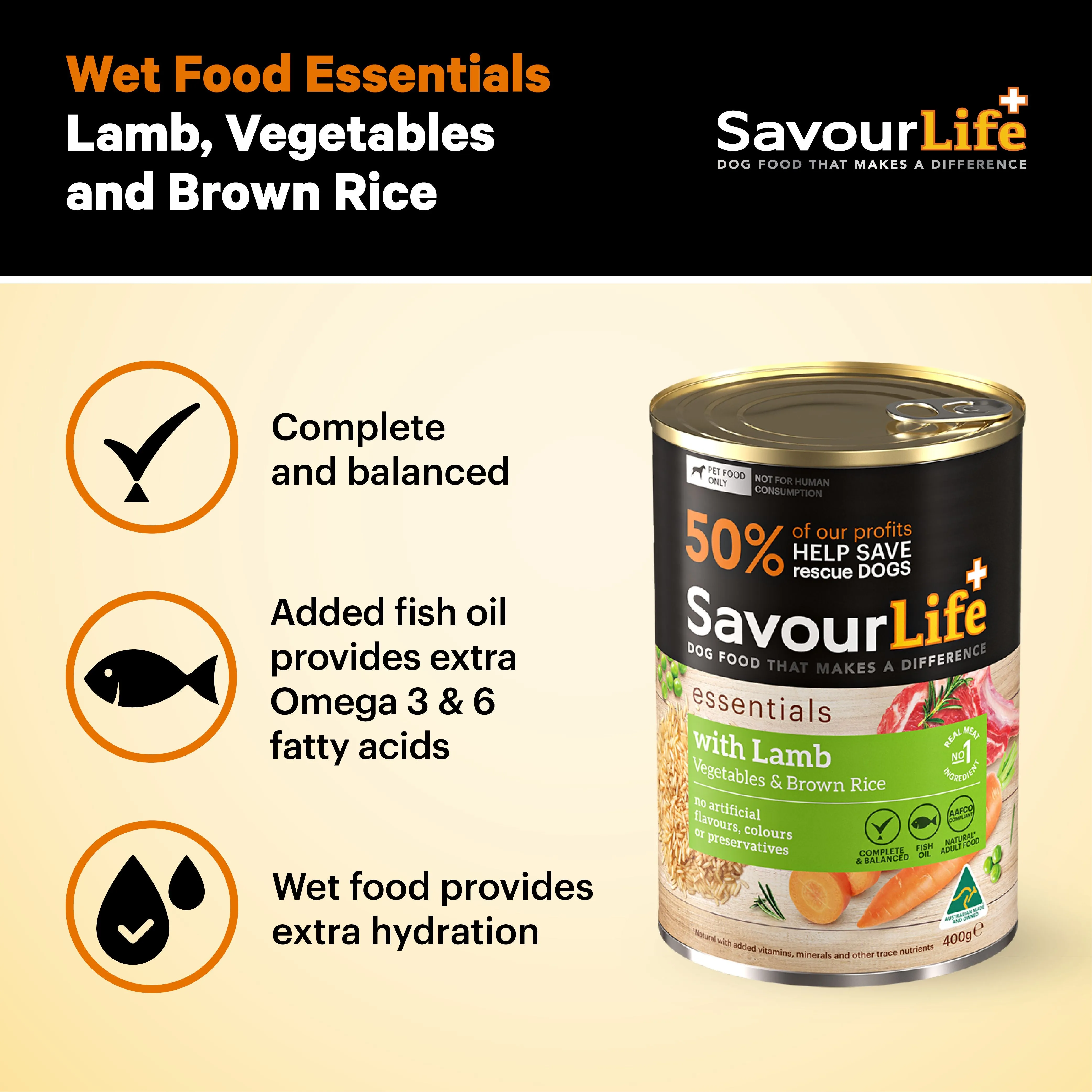 Savourlife Essentials Lamb with Vegetables & Rice Adult Dog Wet Food 400g X12