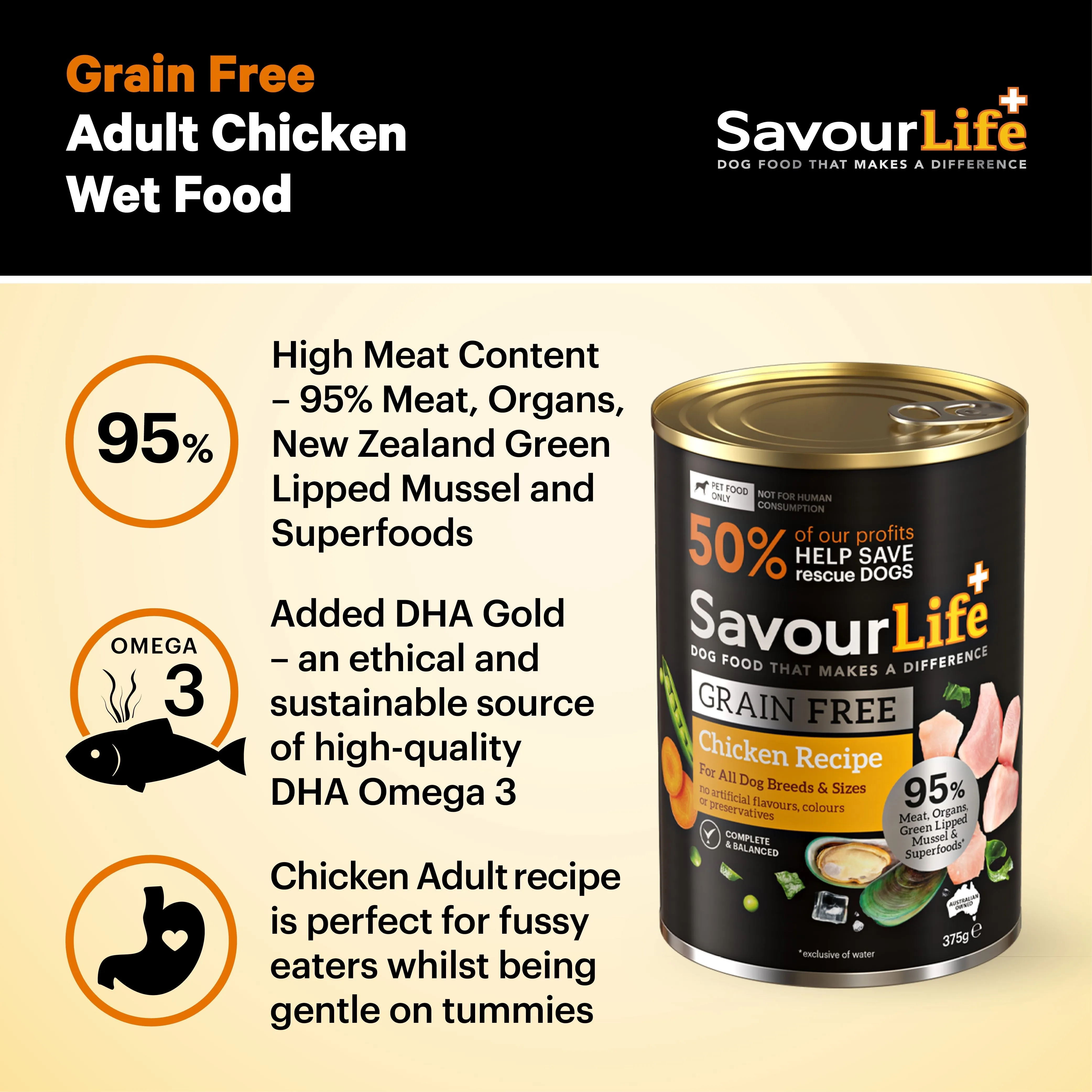 Savourlife Grain Free Chicken Adult Dog Wet Food 375g