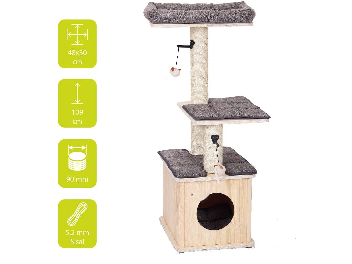 Scratching Tree Comfort Oslo 48X38X109Cm Grey Pets Qatar