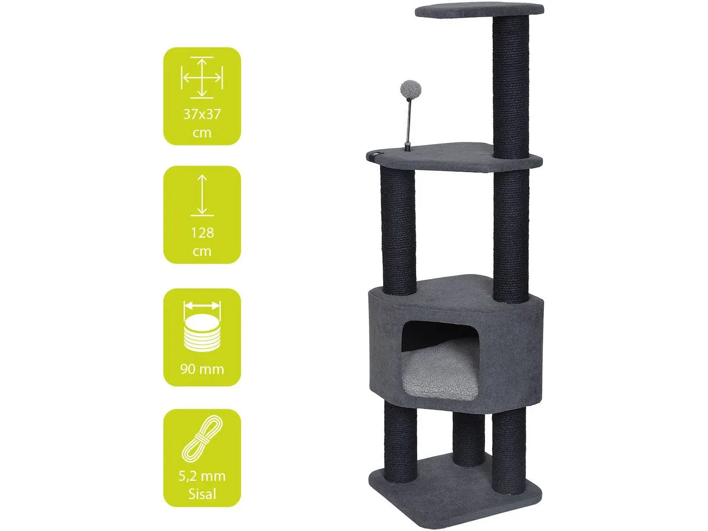 Scratching Tree Kobe 37X37X128Cm Grey Pets Qatar