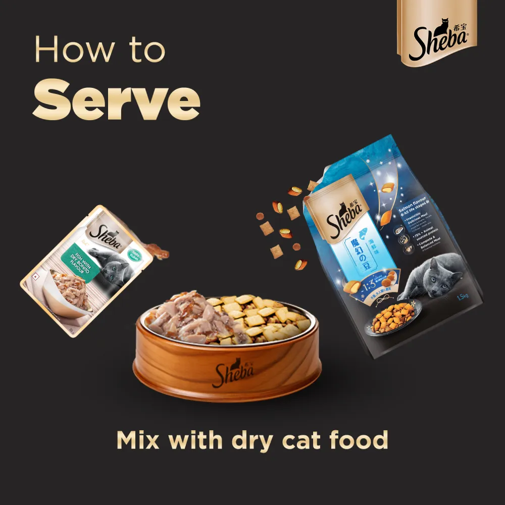 Sheba Skipjack & Salmon Fish, Maguro & Bream and Fish with Sasami Flake Premium Cat Wet Food Combo