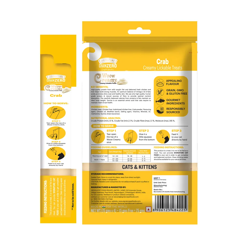 Signature Grain Zero Crab Lickable Creamy Cat Treats