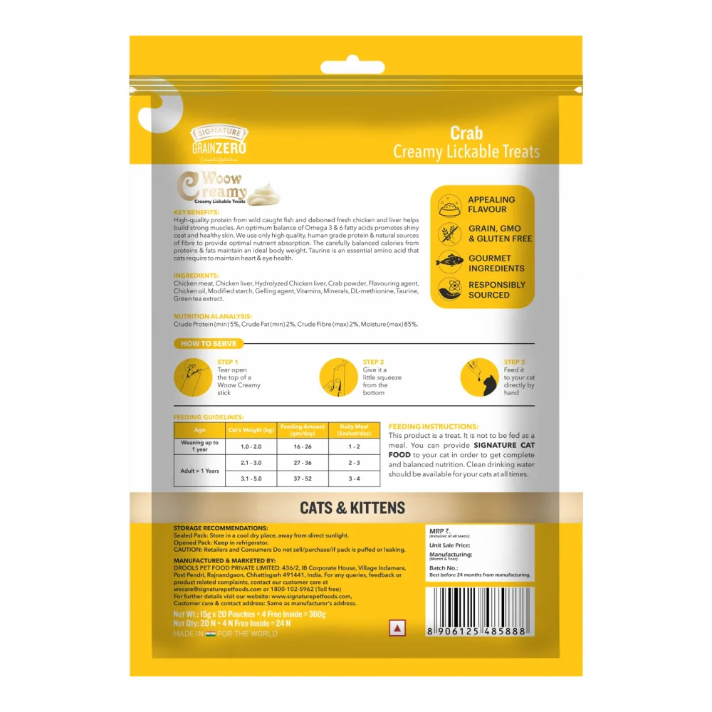 Signature Grain Zero Crab Lickable Creamy Cat Treats