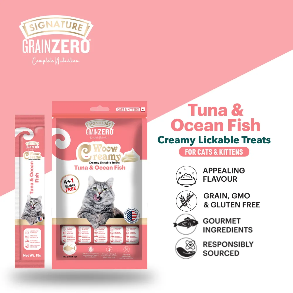 Signature Grain Zero Crab, Salmon and Tuna and Ocean Fish Lickable Creamy Cat Treats Combo