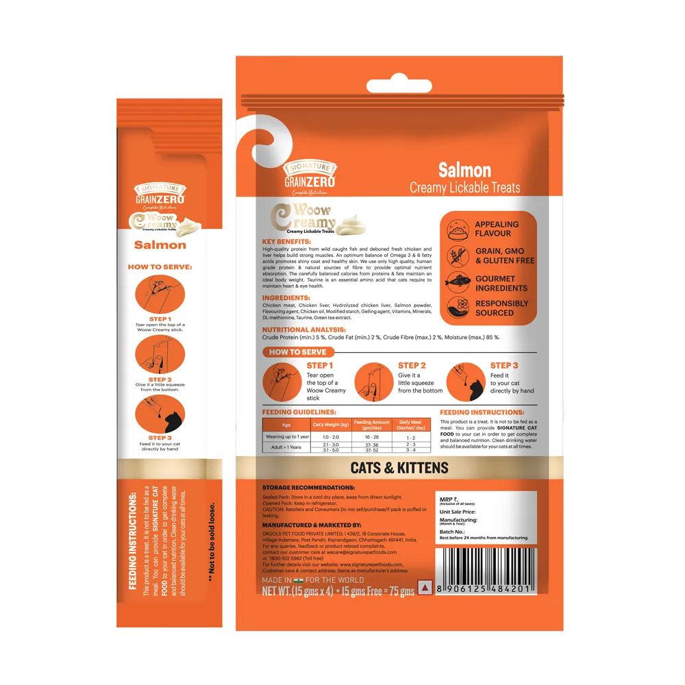Signature Grain Zero Salmon Lickable Creamy Cat Treats
