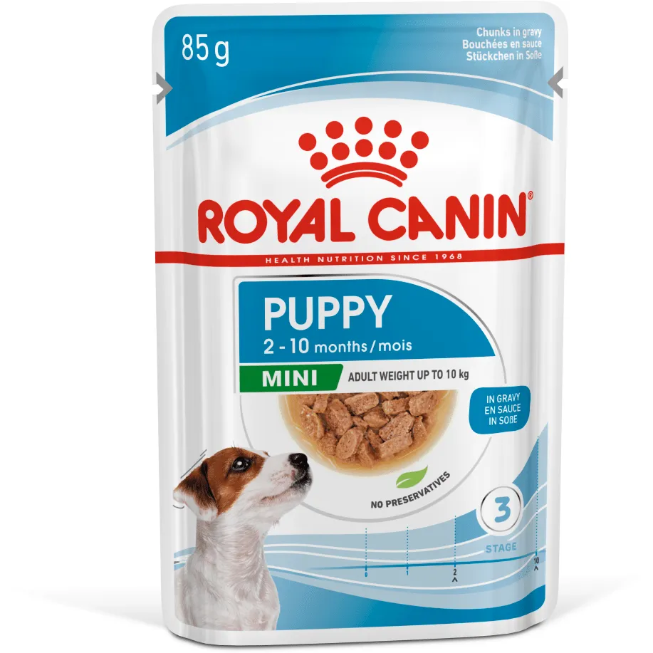 Size Health Nutrition Mini Puppy 85GX12 WET FOOD - Pouches Pets Qatar