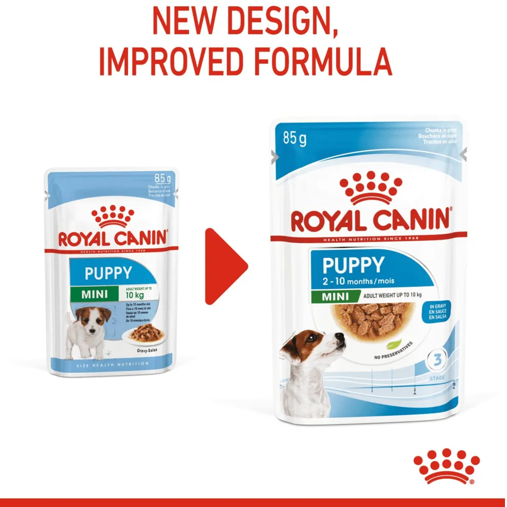 Size Health Nutrition Mini Puppy 85GX12 WET FOOD - Pouches Pets Qatar