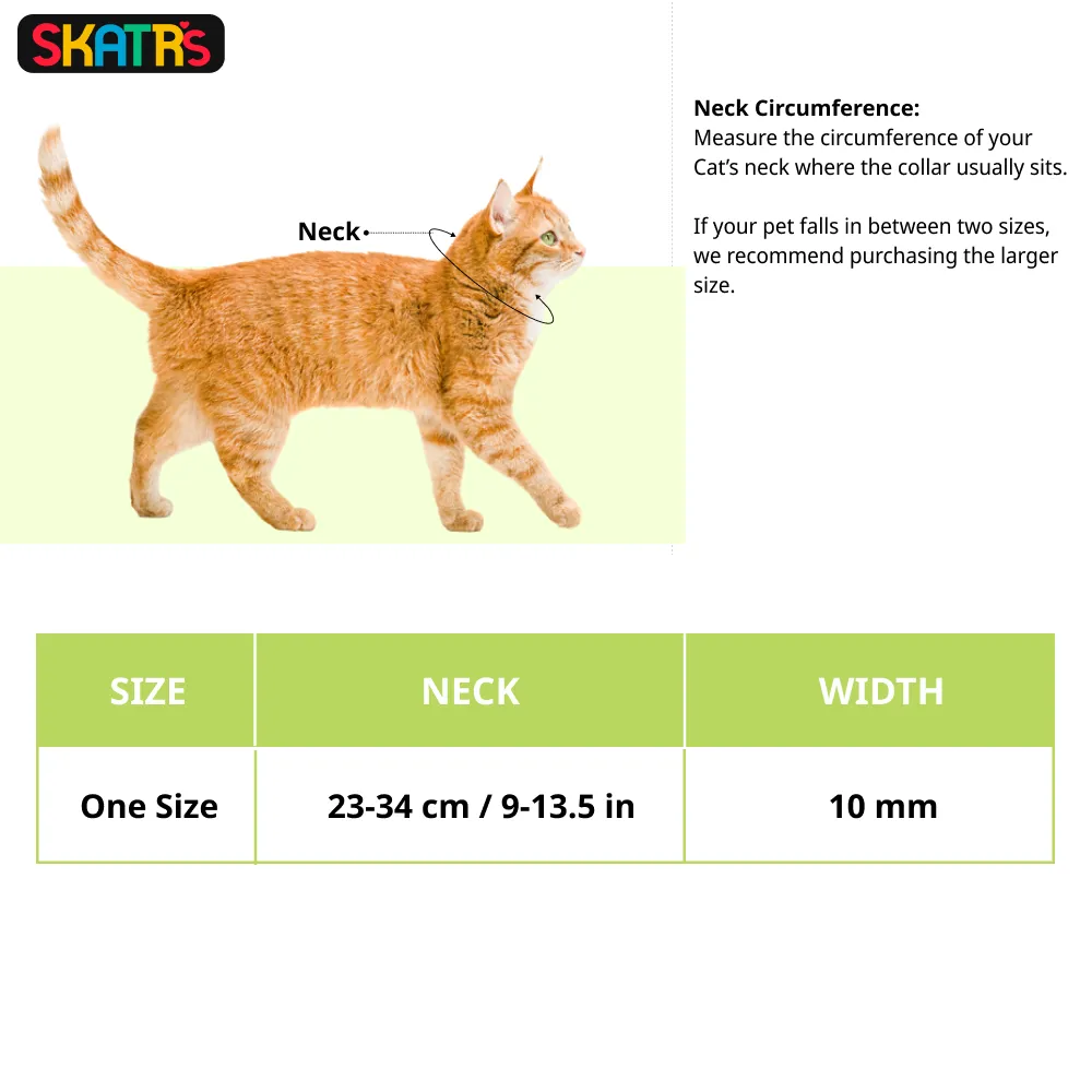 Skatrs Adjustable Collar with Bell for Cats & Kittens Lime Green and Black Combo
