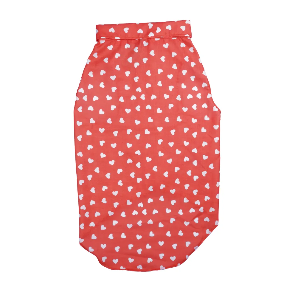 Skatrs All Hearts Printed Shirt for Dogs and Cats (Red)
