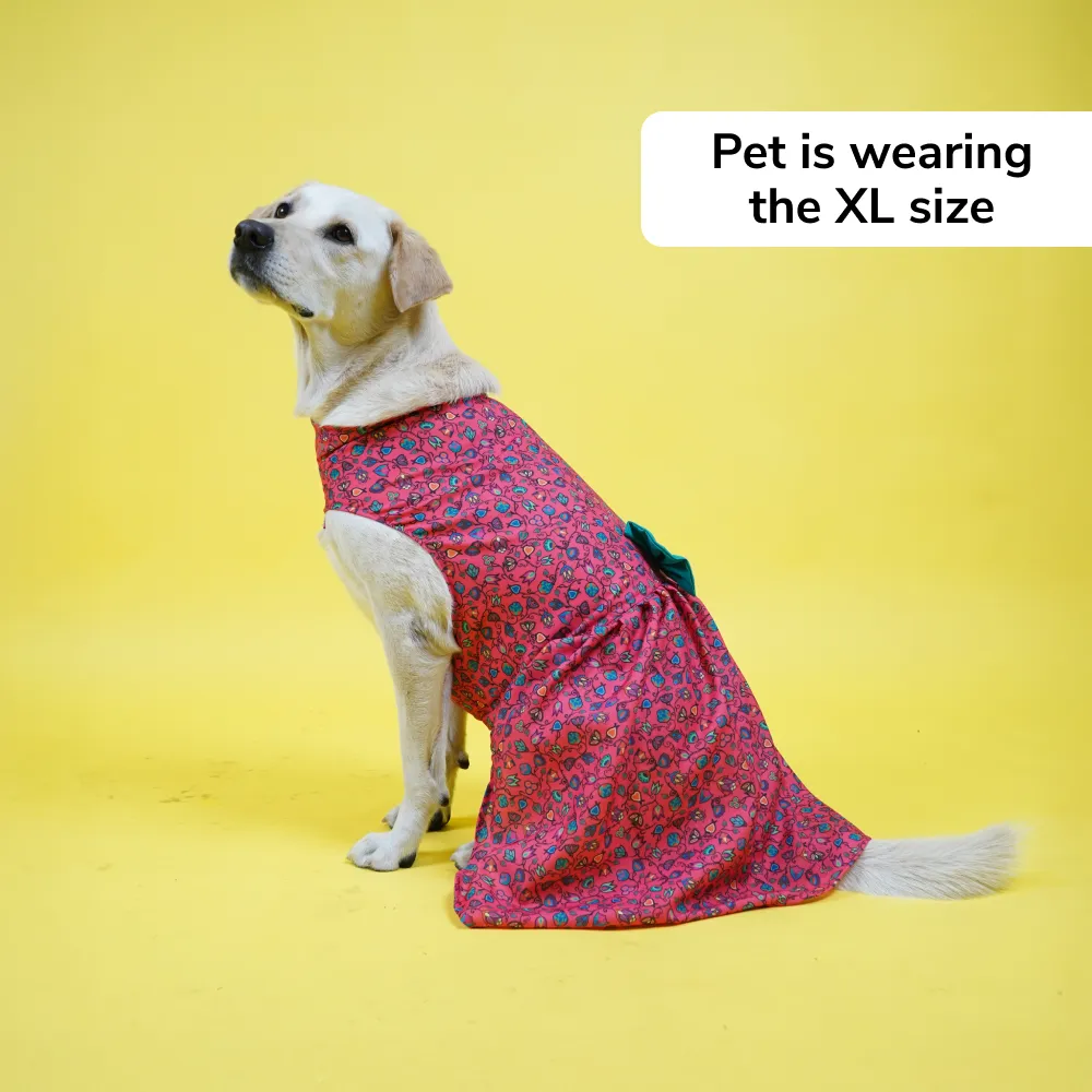 Skatrs Bold Fuchsia Printed Dress for Dogs and Cats (Pink)