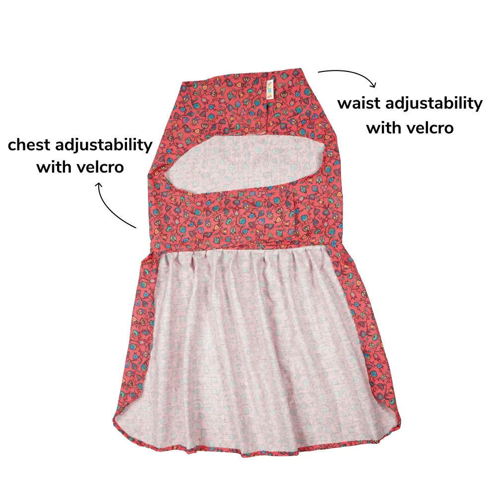 Skatrs Bold Fuchsia Printed Dress for Dogs and Cats (Pink)