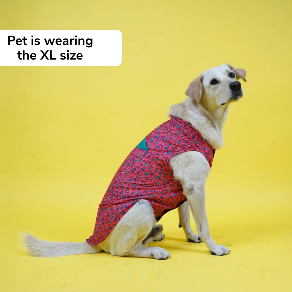Skatrs Bold Fuchsia Printed Kurta for Dogs and Cats (Pink)