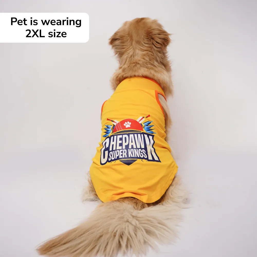 Skatrs Chepawk Superkings Cricket Jersey for Dogs and Cats (Yellow)