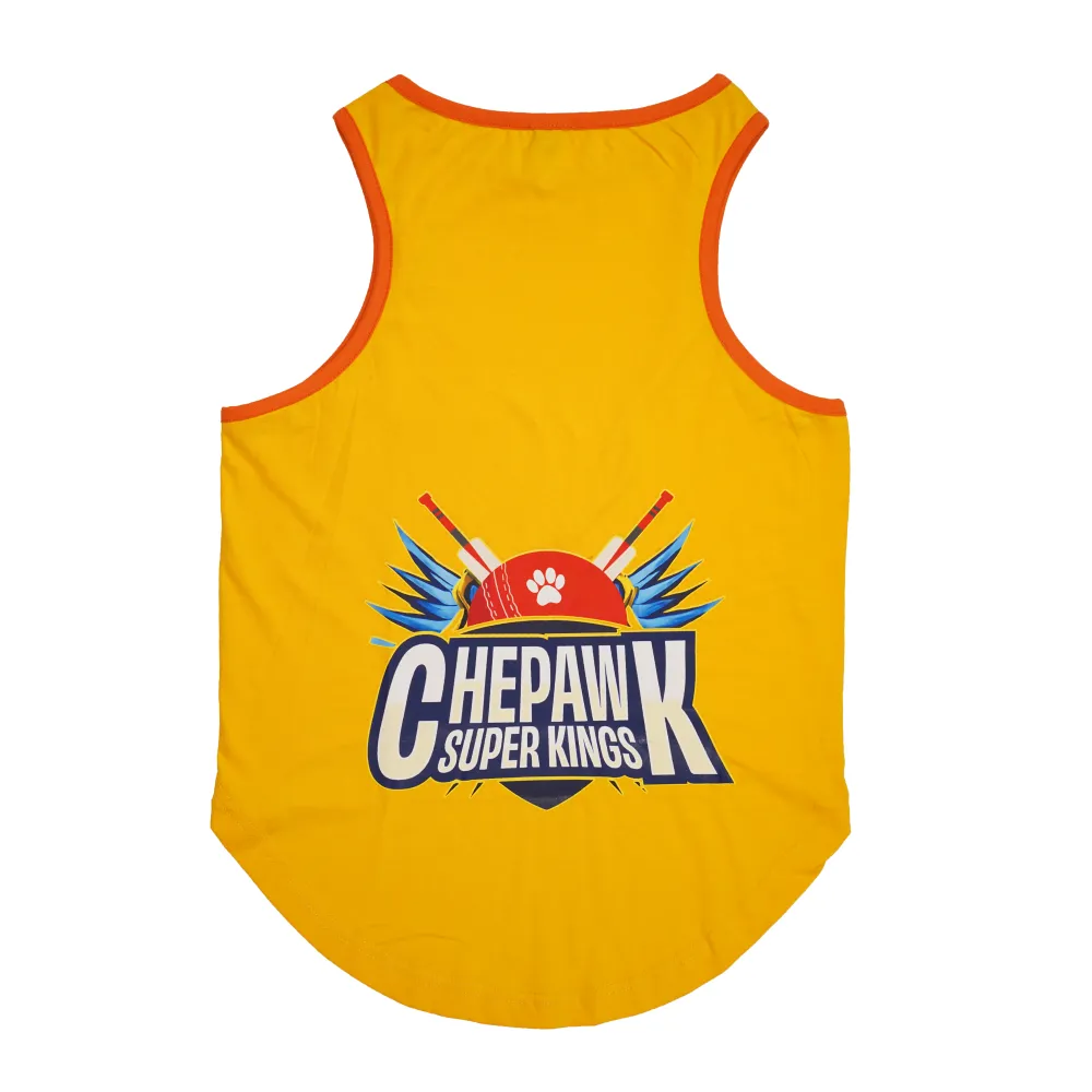 Skatrs Chepawk Superkings Cricket Jersey for Dogs and Cats (Yellow)