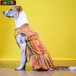 Skatrs Cotton Printed Dress for Dogs and Cats (Yellow)