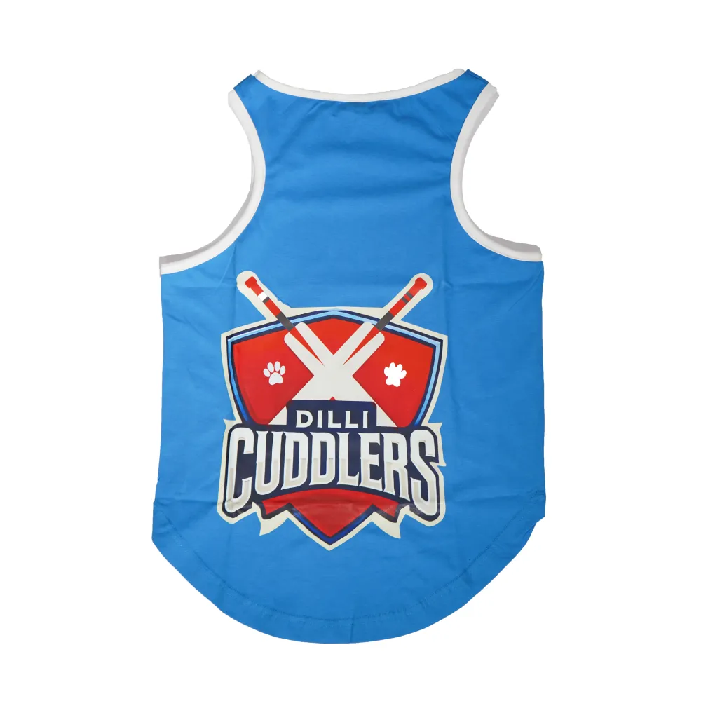 Skatrs Dilli Cuddlers Cricket Jersey for Dogs and Cats (Blue)