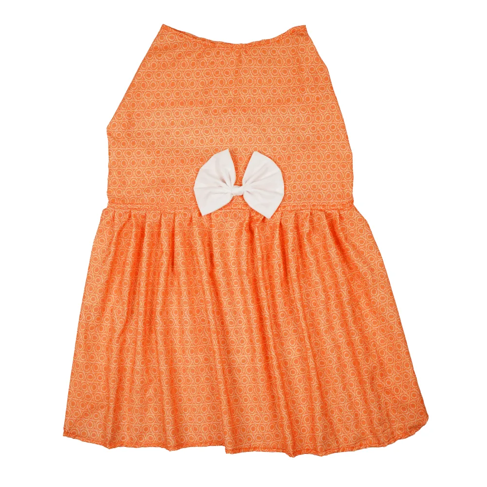 Skatrs Marigold Mandala Printed Dress for Dogs and Cats (Orange)