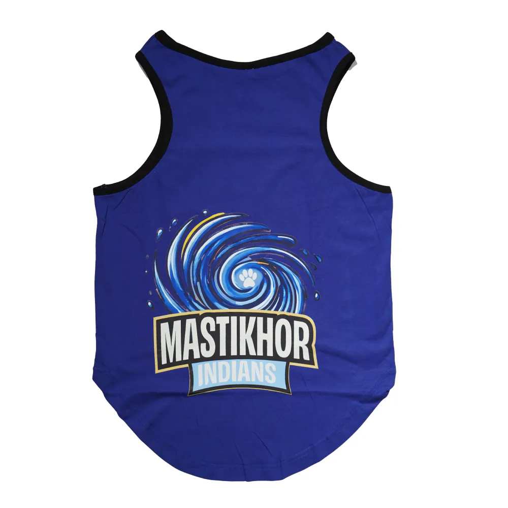 Skatrs Mastikhor Indians Cricket Jersey for Dogs and Cats (Blue)