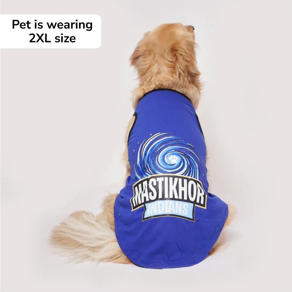 Skatrs Mastikhor Indians Cricket Jersey for Dogs and Cats (Blue)
