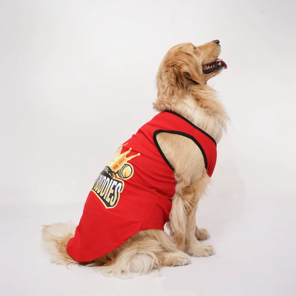 Skatrs Royal Cuddly Buddies Cricket Jersey for Dogs and Cats (Red)