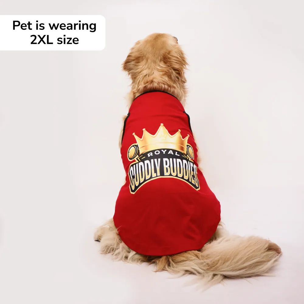 Skatrs Royal Cuddly Buddies Cricket Jersey for Dogs and Cats (Red)