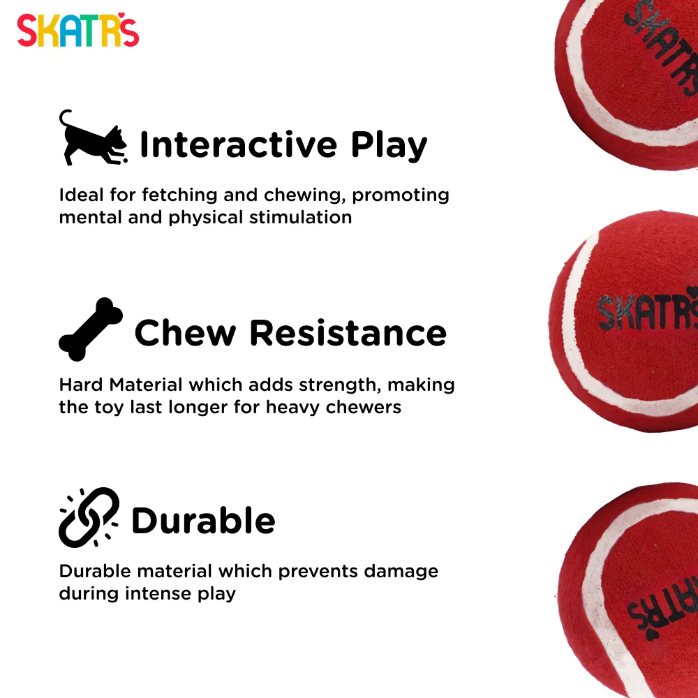 Skatrs Tennis Ball for Dogs (Red)