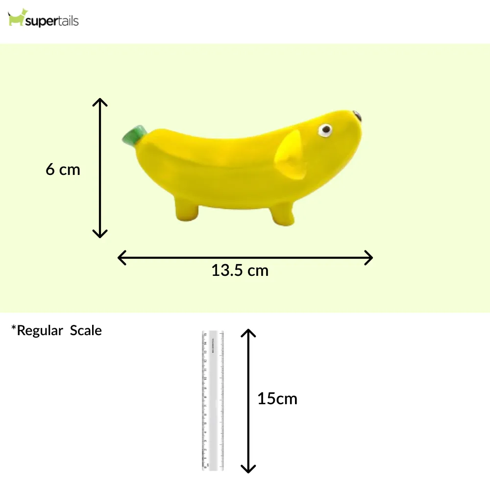 Squeeezys Latex banana Squeaky Chew Toy for Dogs (Yellow)