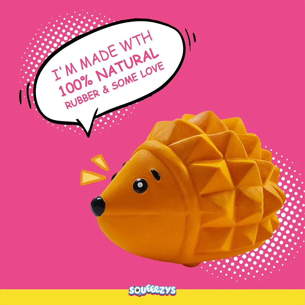 Squeeezys Latex Hedgehog Squeaky Chew Toy for Dogs (Orange)