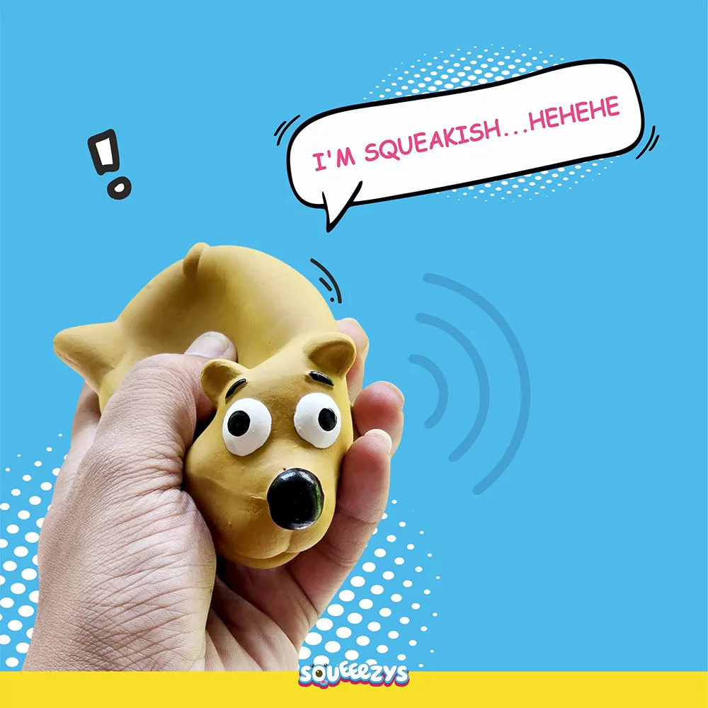 Squeeezys Latex Little Bear Squeaky Chew Toy for Dogs (Brown)