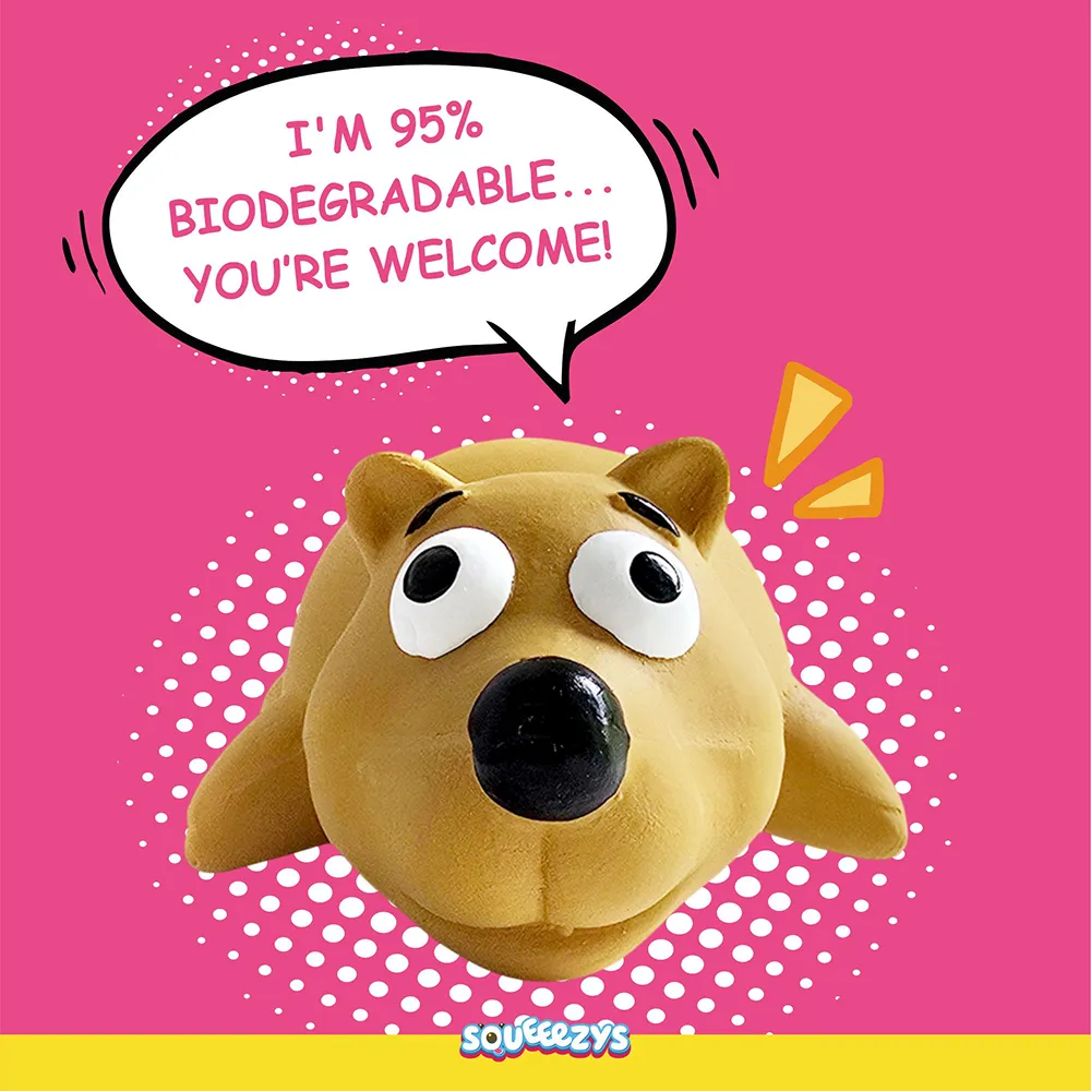 Squeeezys Latex Little Bear Squeaky Chew Toy for Dogs (Brown)