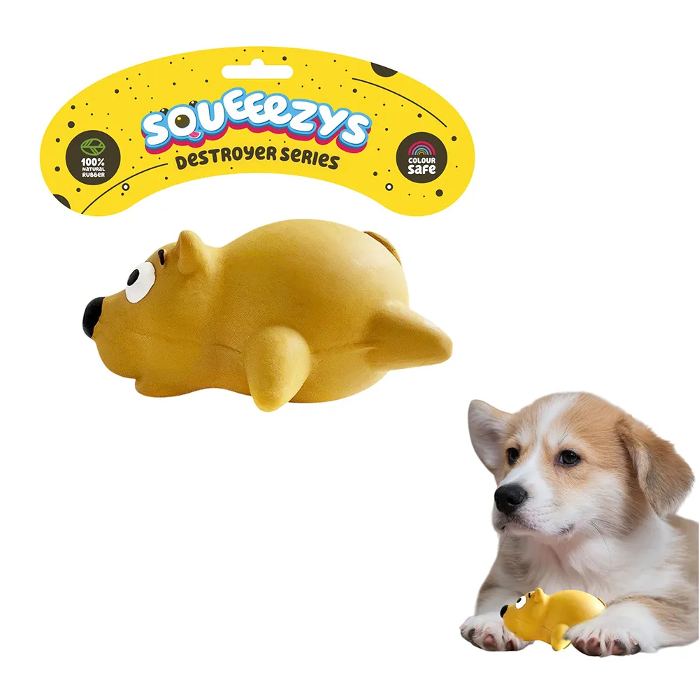 Squeeezys Latex Little Bear Squeaky Chew Toy for Dogs (Brown)